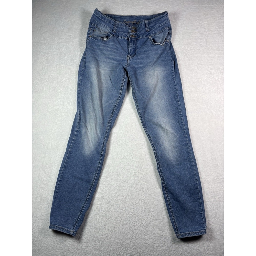 Copperflash High Rise Button Front Skinny Jeans Blue Light Wash Womens Size 8